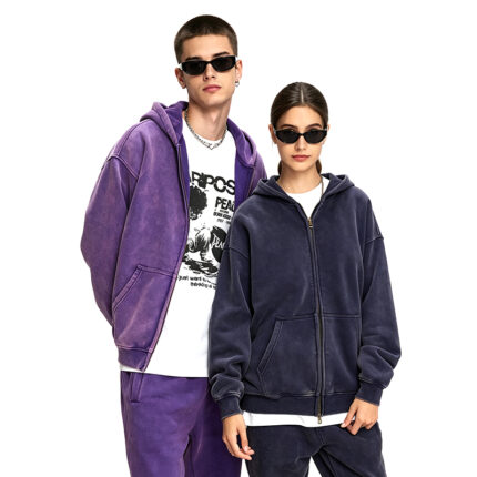 Vintage Washed Oversized Zip-Up Hoodie