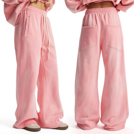 Solid Wide Leg Sweat Pants