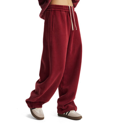 Solid Baggy Wide Sweat Pants